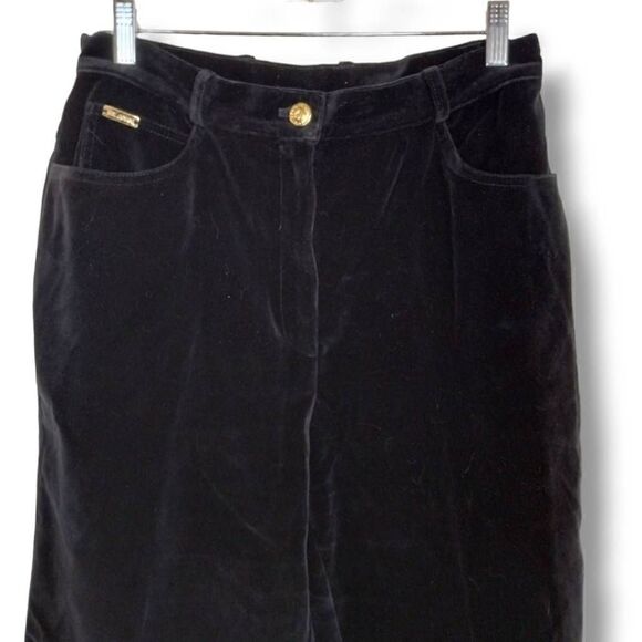 St John Sport Womens Pants Sz 12 Black Velvet Straight Legs Holiday Winter Vtg - Picture 3 of 12